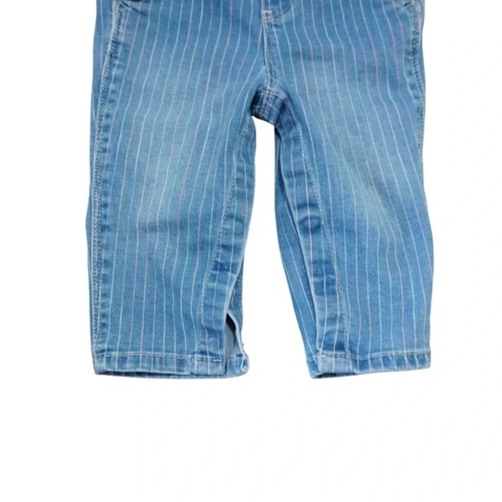 OshKosh B'gosh Baby Denim Overalls Blue Pinstripe 9M Playtime Cute Adorable‎